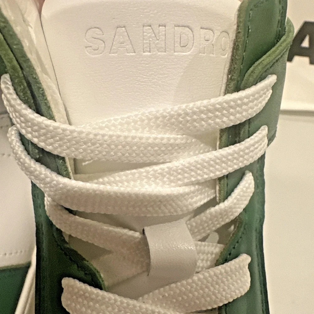 Sandro Men Size 43 H22 Magic Two-Tone Leather High-Top Sneakers Vert